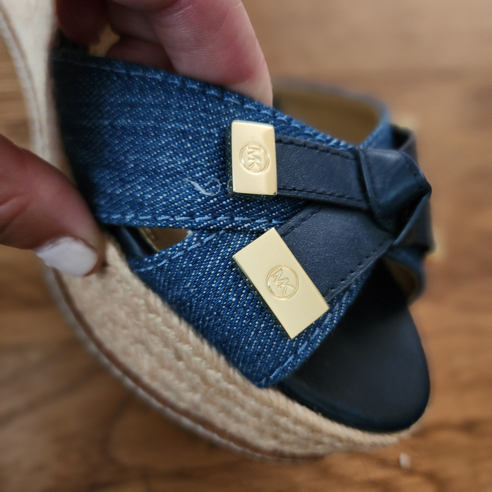 Michael Kors Ripley Denim Wedge Sandals - Picture 3 of 9